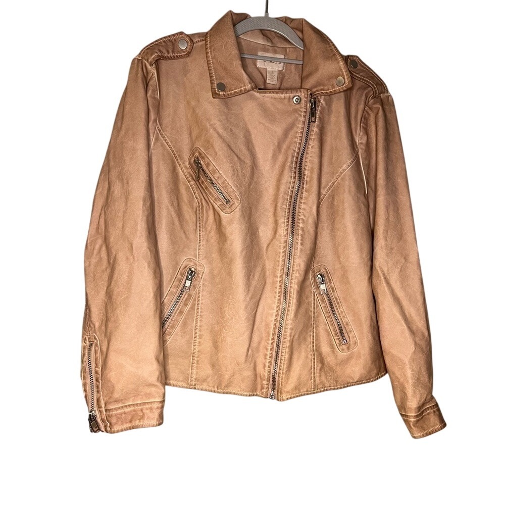 Chico's dusty pink‎ vegan leather jacket
